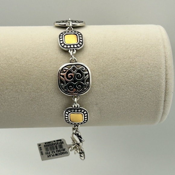 Brighton Shadow Play Bracelet Two-Tone Gold & Silver Plated Clear Crystals 8" - Picture 3 of 9